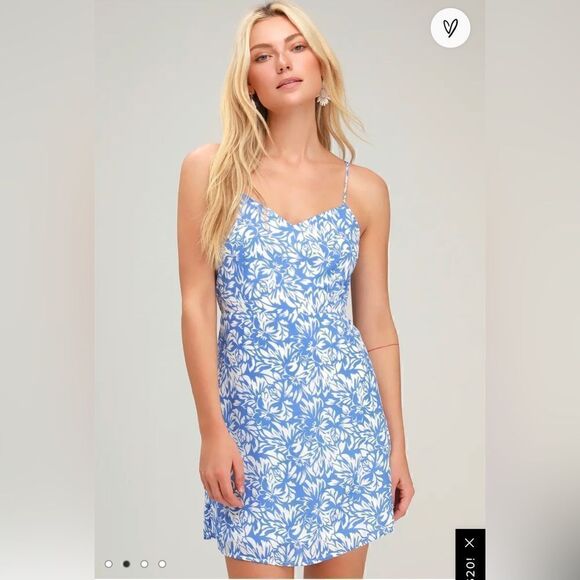 Lulus on the riviera floral print tie back mini dress - Picture 1 of 5
